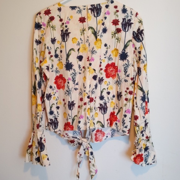 H&M Floral Top Belt Sleeve - Size 8 - Picture 7 of 8